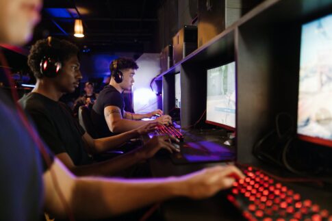men playing computer games