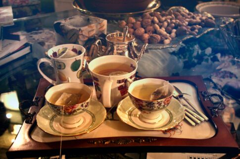 three cups of teas on serving tray